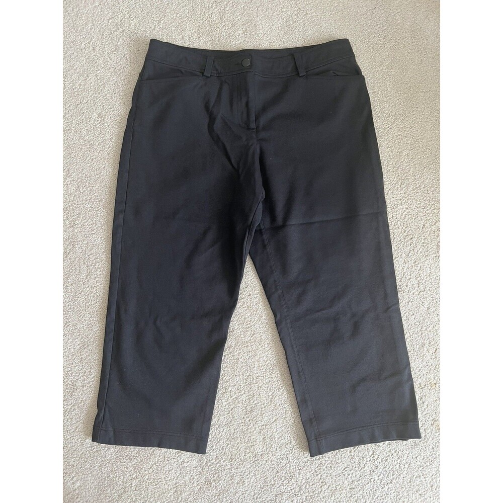 EILEEN FISHER Cropped Pants, Charcoal Gray, Large, Stretch Pockets Flat Front